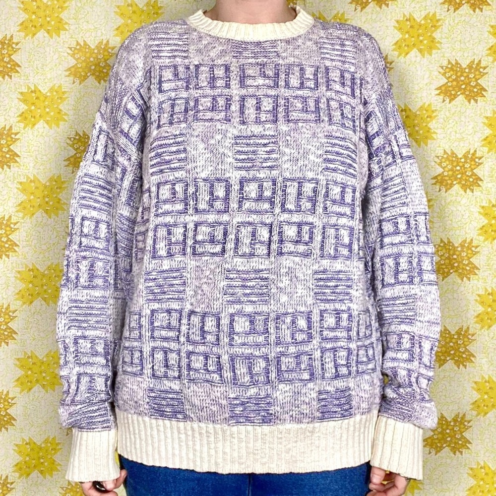 Vintage 90s purple & white Directions USA sweater 🌀